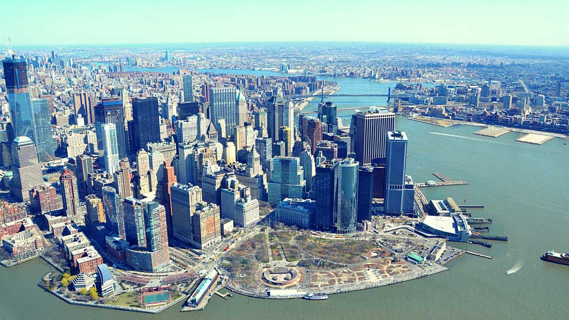 Aerial view of Manhattan Financial District
